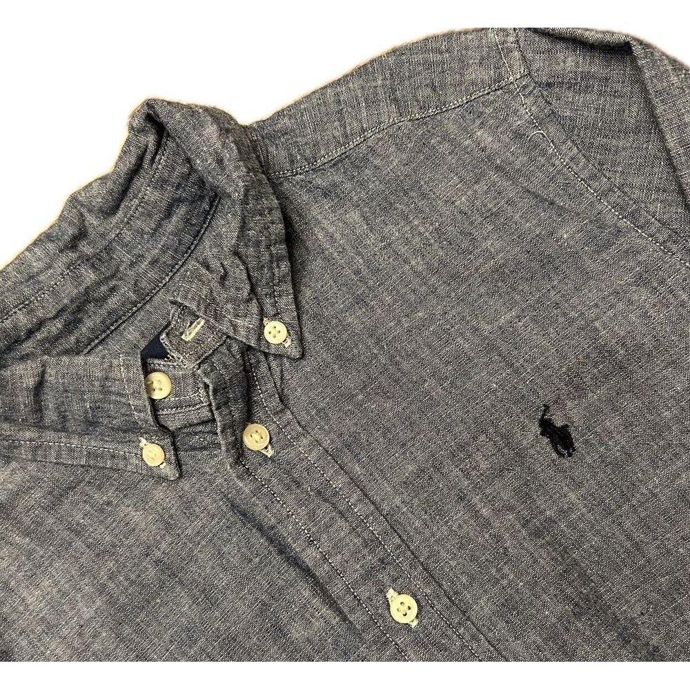 Ralph Lauren Boys 6 Blue Denim‎ Long Sleeve Chambray Button Shirt With Pony Logo